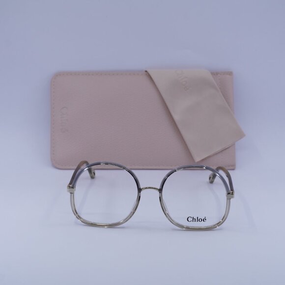 Chloe CH0032O 003 Eyeglasses Grey 55mm Round Frame - Picture 4 of 11